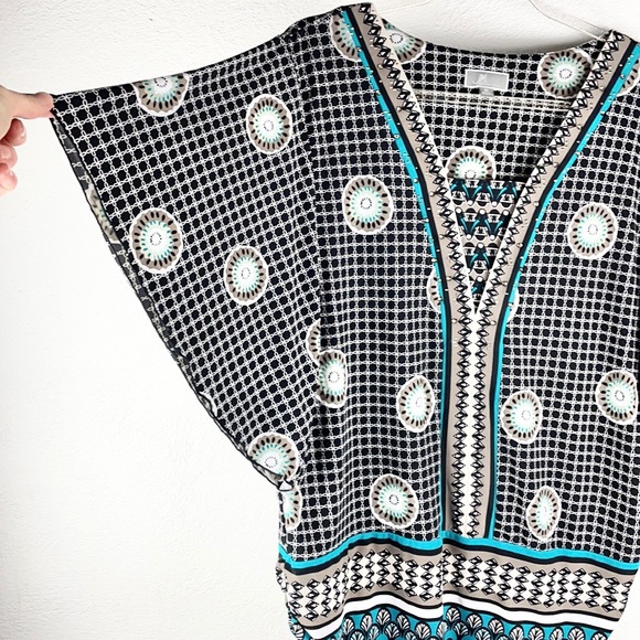 JM COLLECTION | Boho Rhinestone Embellished Loose Dolman Style Tunic Blouse - Picture 4 of 8